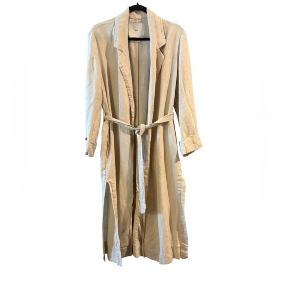 Mango Long Cream Trench Belted 100% Linen Duster